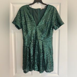 Green sequin romper. Size large.